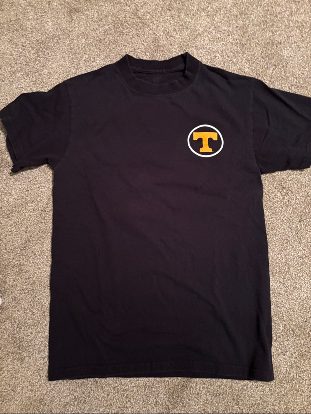University of Tennessee Black Short-Sleeve Tee with Orange ‘T' Chest Emblem